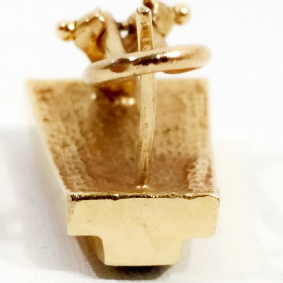 Vintage 14K Gold Lightning Ridge Black Opal Earrings - Picture 6 of 6